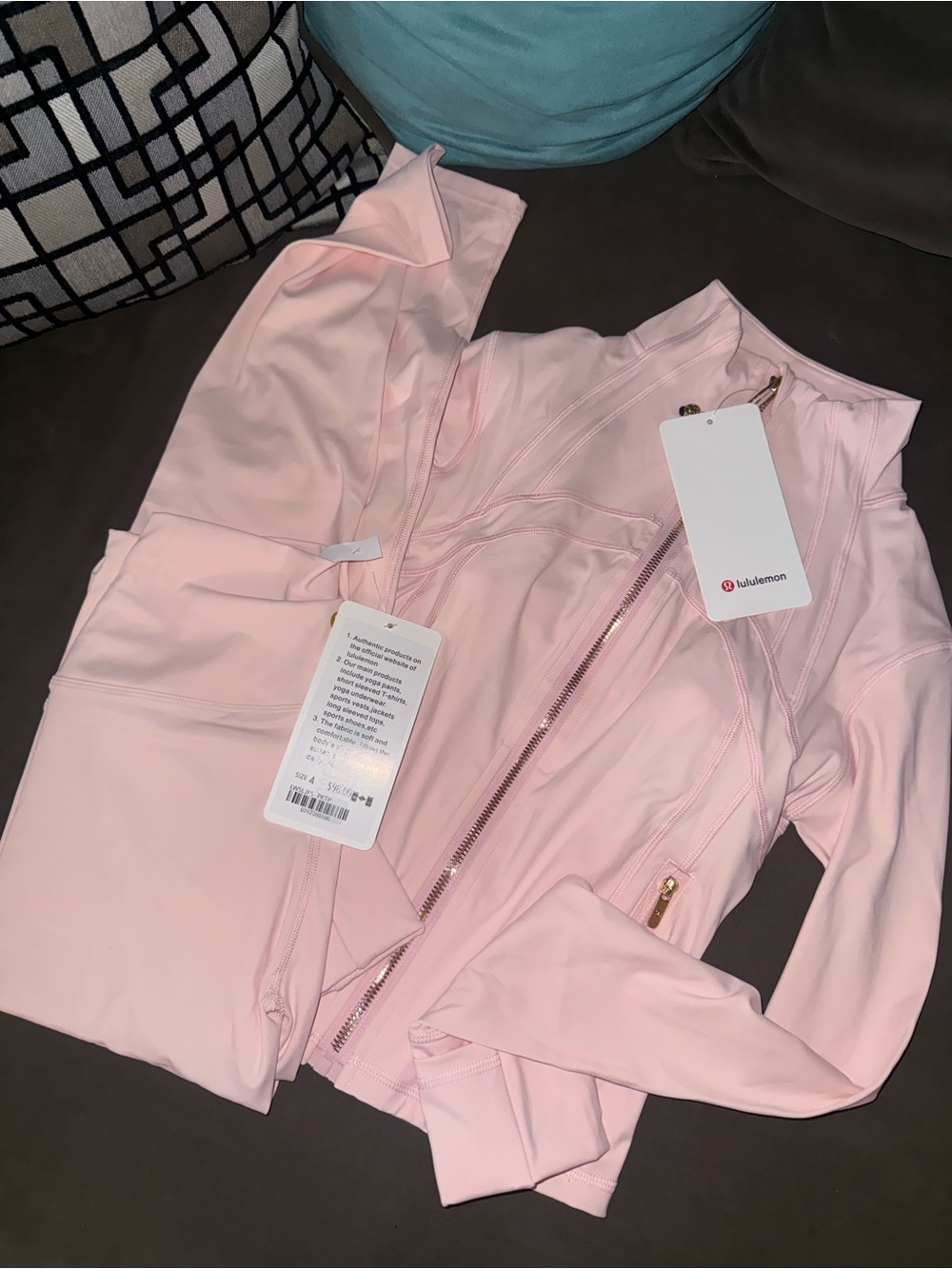 lululemon athletica Light Pink Zip Hoodie with Gold Hardware